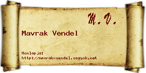 Mavrak Vendel névjegykártya